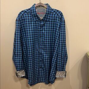 Robert Graham Button Down Blue and Black Shirt